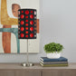 33" Steel Mod Table Lamp With Black And Red Drum Shade