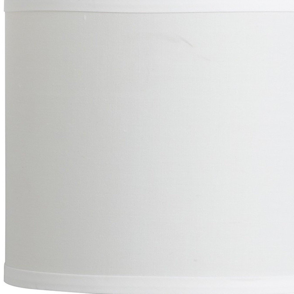 19" Silver Bedside Table Lamp With White Drum Shade