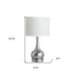 19" Silver Bedside Table Lamp With White Drum Shade