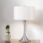 28" Silver Metal Bedside Table Lamp With White Shade