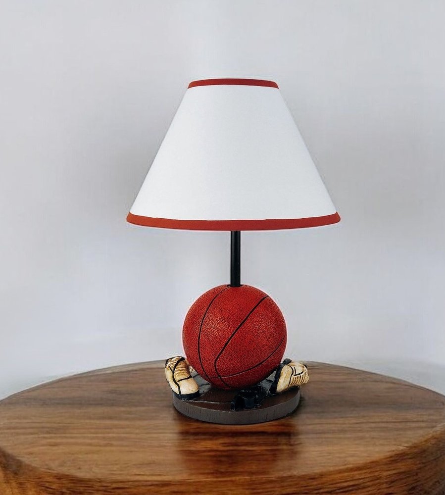 15" Orange Bedside Table Lamp With White Shade