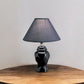 13" Black Ceramic Bedside Table Lamp With Black Shade