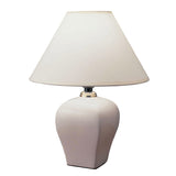 13" White Ceramic Bedside Table Lamp With Off-White Shade