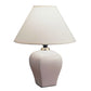 13" White Ceramic Bedside Table Lamp With Off-White Shade