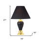 27" Black and Gold Ceramic Urn Table Lamp With Black Empire Shade