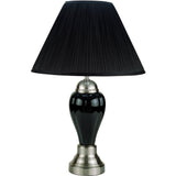 27" Black and Silver Ceramic Urn Table Lamp With Black Empire Shade