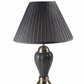 27" Gray and Silver Metal Urn Table Lamp With Gray Empire Shade