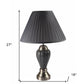 27" Gray and Silver Metal Urn Table Lamp With Gray Empire Shade