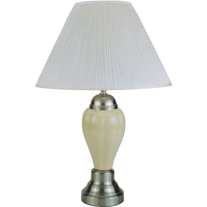 27" Gray and Silver Metal Urn Table Lamp With Gray Empire Shade