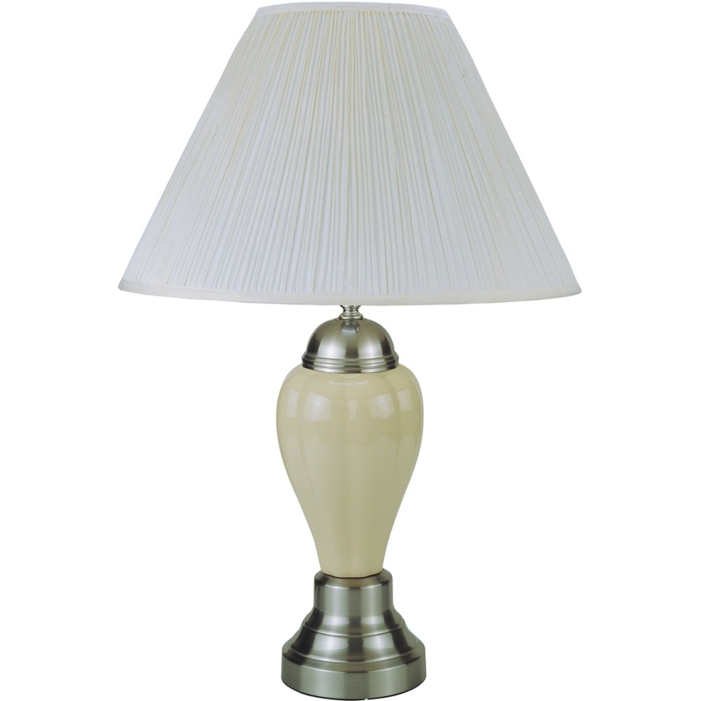 27" Gray and Silver Metal Urn Table Lamp With Gray Empire Shade