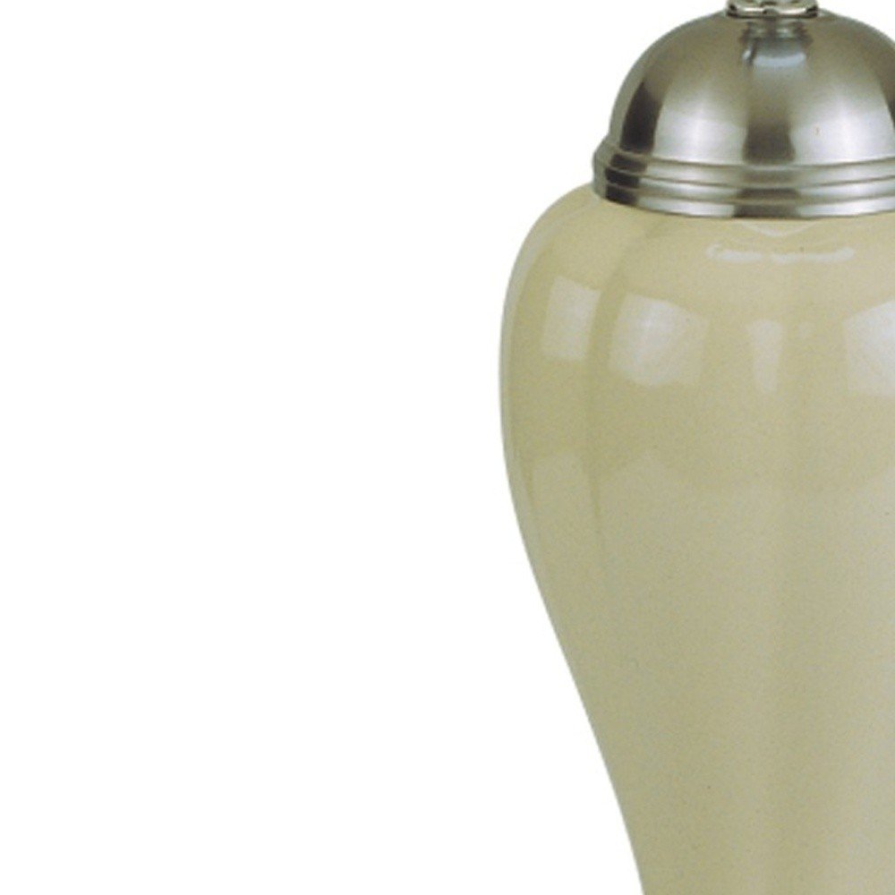 27" Gray and Silver Metal Urn Table Lamp With Gray Empire Shade