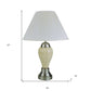 27" Gray and Silver Metal Urn Table Lamp With Gray Empire Shade