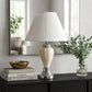 27" Gray and Silver Metal Urn Table Lamp With Gray Empire Shade