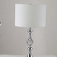 30" Silver Metal Bedside Table Lamp With White Classic Drum Shade