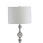 30" Silver Metal Bedside Table Lamp With White Classic Drum Shade