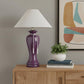 35" Red Burgundy Glaze Ceramic Urn Table Lamp With White Classic Empire Shade
