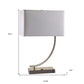 23" Silver Curved Table Lamp With White Rectangle Shade