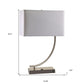 23" Silver Curved Table Lamp With White Rectangle Shade