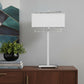 28" Silver Table Lamp With Faux Crystals and White Rectangle Shade