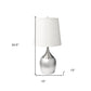25" Silver Metal Gourd Table Lamp With White Tapered Drum Shade