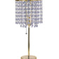 20" Gold Metal Bedside Table Lamp With Clear Drum Shade
