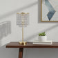 20" Gold Metal Bedside Table Lamp With Clear Drum Shade
