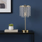 20" Gold Metal Bedside Table Lamp With Clear Drum Shade