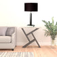 30" Black Polyresin Table Lamp With Brown Classic Drum Shade