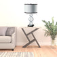 29" Silver Metal Bedside Geo Table Lamp With White and Black Trim Classic Drum Shade