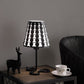 16" Black Bedside Table Lamp With Black And White Polka Dots Empire Shade