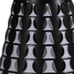16" Black Bedside Table Lamp With Black And White Polka Dots Empire Shade