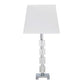 25" Crystal Geo Cubed Table Lamp With White Sharp Corner Square Tapered Shade