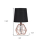 11" Copper Bedside Table Lamp With Black Empire Shade