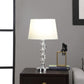 20" Silver Crystal Stacked Geo Cubes Table Lamp With White Classic Empire Shade