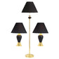 Set Of Three 64" Gold Ceramic Bedside Floor and Table Lamp Set With Black Empire Shade