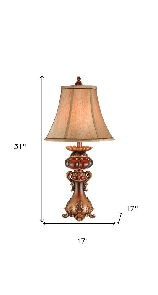 Antique Inspired Table Lamp with Linen Lamp Shade