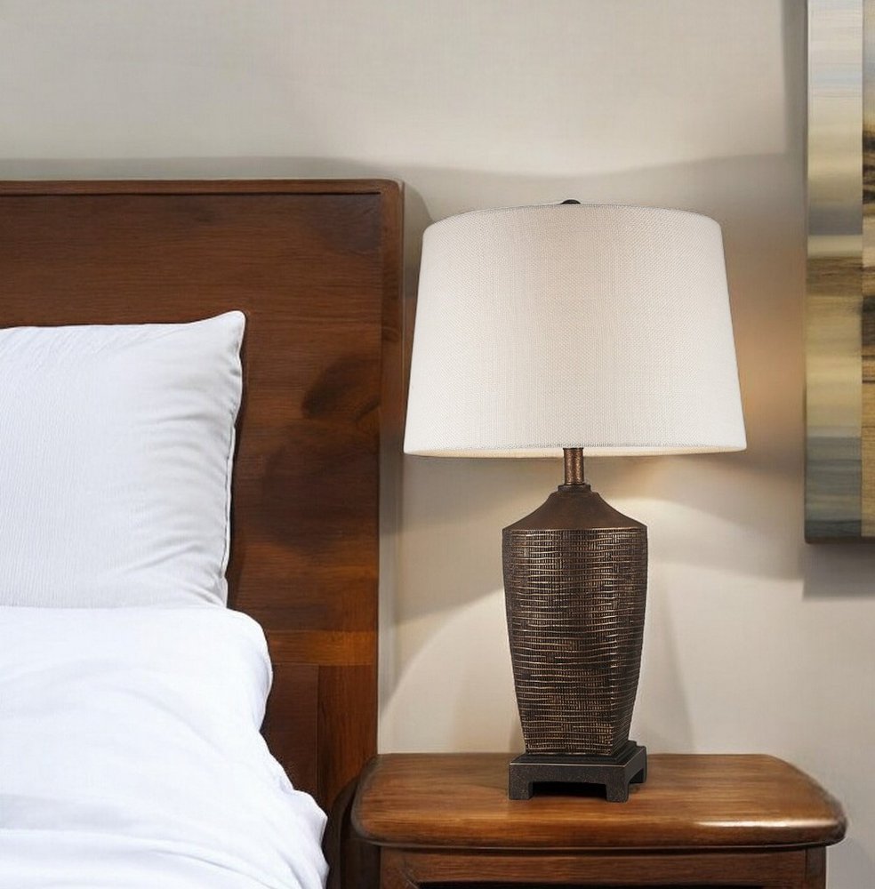 Fantastic Rustic Ribbed Bronze Table Lamp