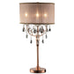 32" Clear and Rose Gold Faux Crystal Accent Table Lamp