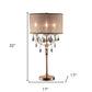 32" Clear and Rose Gold Faux Crystal Accent Table Lamp