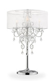 Glam Silver Faux Crystal Accent Table Lamp with See Thru Shade