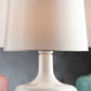 17" White Metal Bedside Table Lamp With Off-White Shade