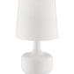 17" White Metal Bedside Table Lamp With Off-White Shade