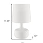 17" White Metal Bedside Table Lamp With Off-White Shade