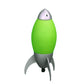 11" Green And Silver Acrylic And Metal Rocket Shaped Bedside Lamp