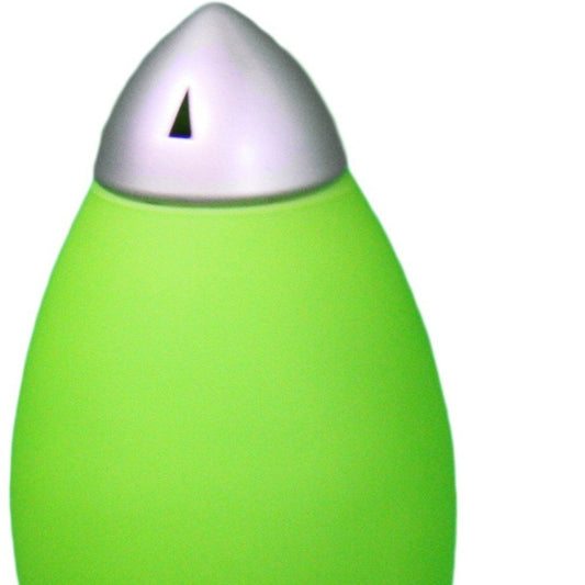 11" Green And Silver Acrylic And Metal Rocket Shaped Bedside Lamp