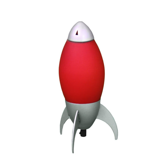 11" Red And Silver Acrylic And Metal Rocket Shaped Bedside Lamp