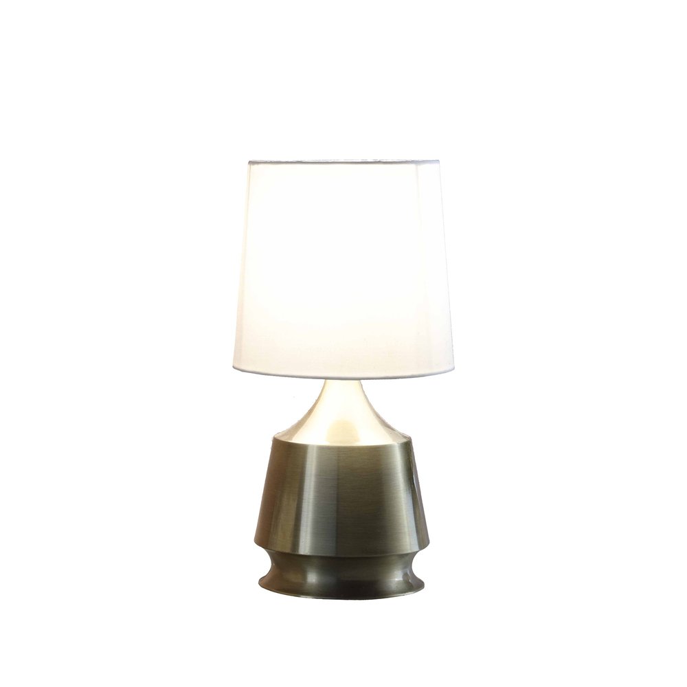 14 Inch Brass Bedside Table Lamp With White Empire Shade For Bedroom Decor And Soft Lighting