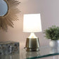 14 Inch Brass Bedside Table Lamp With White Empire Shade For Bedroom Decor And Soft Lighting
