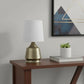 14 Inch Brass Bedside Table Lamp With White Empire Shade For Bedroom Decor And Soft Lighting