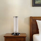 13” Modern White Sand Crystal And Steel Table Lamp